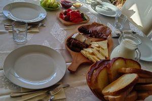 A sip of brandy and delicious traditional meal